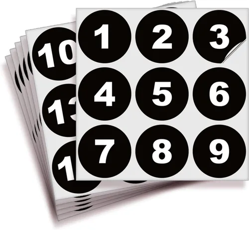 Vista 16 de iSYFIX Calcomanías negras de números consecutivos – 1 a 50, 1 pulgada, 1 juego – Vinilo autoadhesivo de alta calidad ideal para inventario