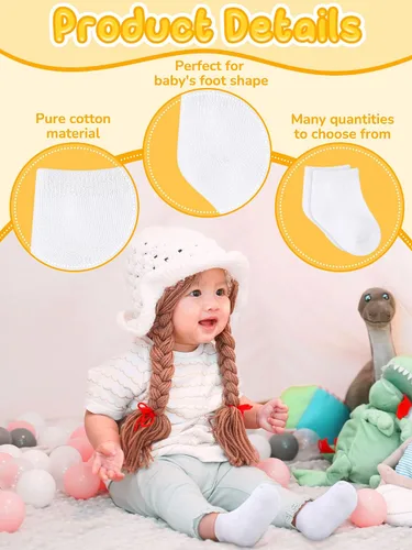 Vista 3 de Jecery 50 Pairs Baby Cotton Socks Bulk Newborn Ankle Unisex Baby Socks Stretch for Toddler Boys Girls