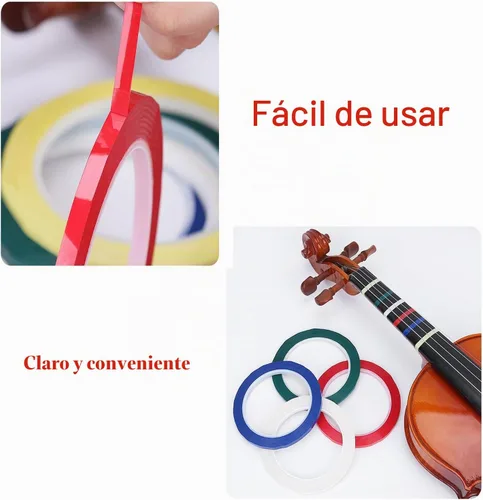 Vista 3 de 7 rollos de cintas para diapasón de violín, calcomanías de guía de dedo para violín, posiciones de violonchelo de 216 pies, cinta para practicar