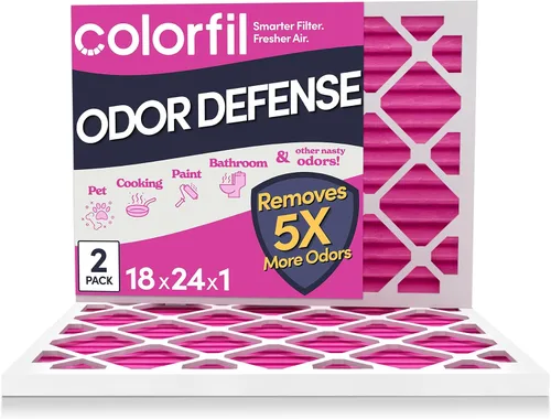 Vista 29 de Colorfil - Filtro de aire de 12 x 12 x 1 pulgadas, filtros que cambian de color para olores de gatos y perros, filtro de aire acondicionado MERV 8