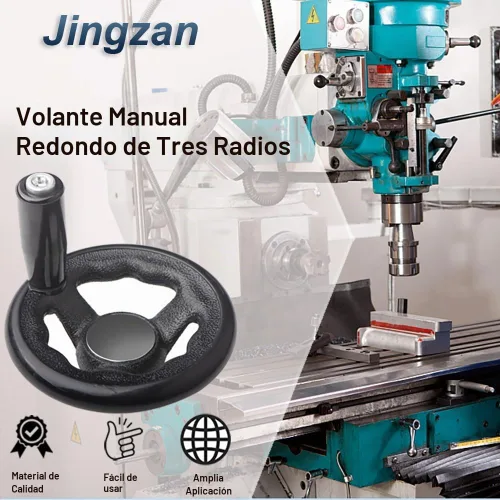 Vista 3 de Jingzan Paquete de 2 ruedas de mano redondas de 0.47 x 4 pulgadas de diámetro, mango giratorio de tres radios W para torno de manivela de molino