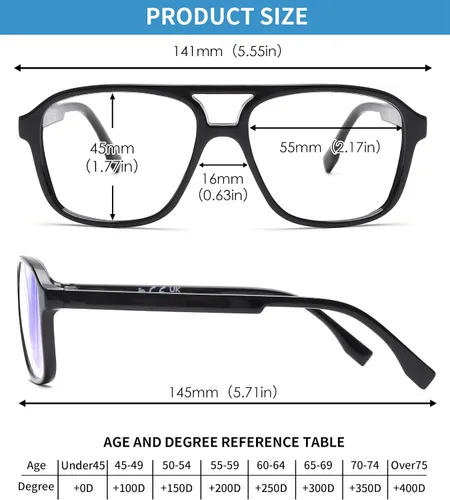 Vista 6 de JM Paquete de 3 lentes de lectura de aviador de gran tamaño para mujeres y hombres, retro cuadrados con luz azul para lectura de computadora