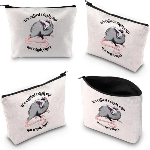 Vista 2 de XYANFA Bolsa de maquillaje con texto en inglés "It's Called Trash Can Not Trash Can't Zarigüeya", regalos para amantes de la zarigüeya, bolsa