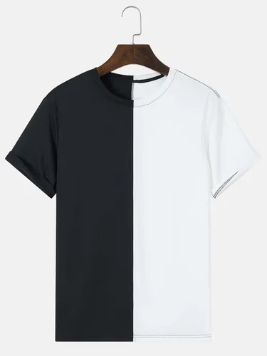 Vista 2 de SHENHE Camiseta casual de manga corta con cuello redondo para hombre