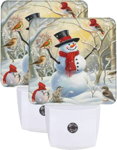 Vista 13 de Ouqiuwa Juego de 2 luces nocturnas enchufables para Navidad, rojo, invierno, feliz año nuevo, LED, sensor de movimiento, lámpara para dormitorio
