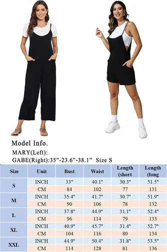 Vista 6 de BUENOS NINOS Overoles para mujer, overoles para mujer, casual, pierna ancha, elástico, holgado, con bolsillos