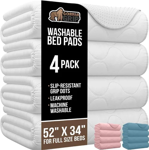 Vista 13 de GORILLA GRIP Almohadillas Lavables, Protectores de Cama Impermeables Reutilizables de Alta Absorción para Incontinencia, Protector de Colchón a