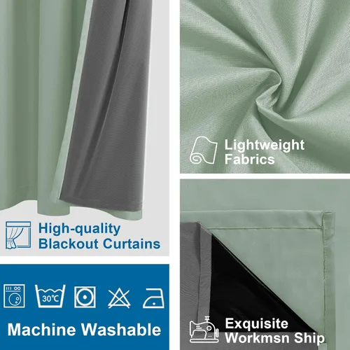 Vista 4 de DWCN Cortinas opacas completas, color verde salvia de 63 pulgadas de largo, 2 paneles 100% cortinas opacas para dormitorio, sala de estar, ventana