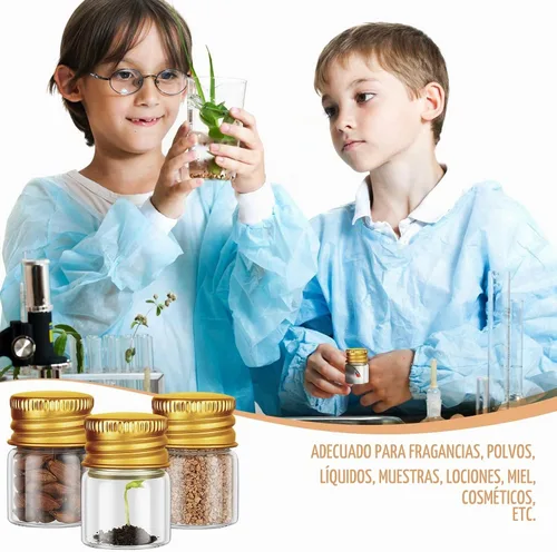 Vista 6 de Tessco for you 100 piezas botellas de vidrio mini de 5 ml (0.17 onzas líquidas) con tapa de aluminio, frascos pequeños, frascos de vidrio mini Dorado