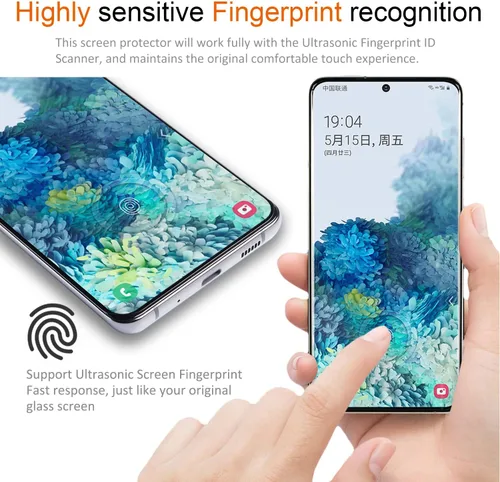 Vista 3 de Samsung Galaxy S20 Protector de pantalla de vidrio templado con protector de lente de cámara [cubierta curva 3D] [compatible con huellas dactilares]