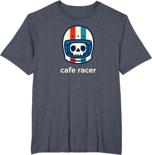 Vista 61 de Cafe Racer Moda Simple Casco Diseño Motocicleta Camiseta Negro