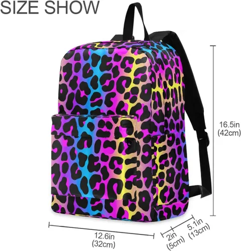 Vista 2 de Mochila de viaje, Koala floral sin costuras, ligera, mochila escolar para estudiantes, adolescentes, niñas y niños, Impresión de leopardo