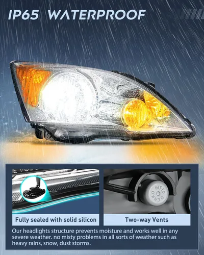 Vista 6 de Nilight - Conjunto de faros delanteros para Honda CRV (CR-V) 2007 2008 2009 2010 2011, carcasa cromada, reflector ámbar Cromo