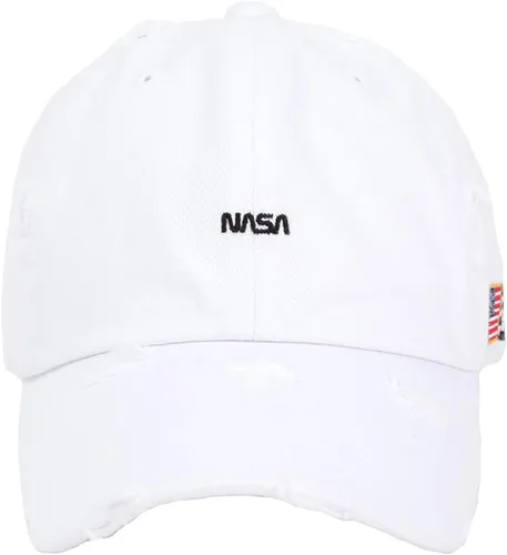 Vista 2 de Flipper Mini parche lateral de la bandera estadounidense de la NASA, sin construir, estilo vintage, con agujeros rasgados, de algodón lavado, gorra