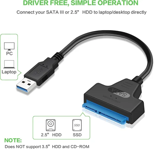 Vista 10 de Cable adaptador SATA a USB 3.0 para adaptador de disco duro SSD HDD de 2.5