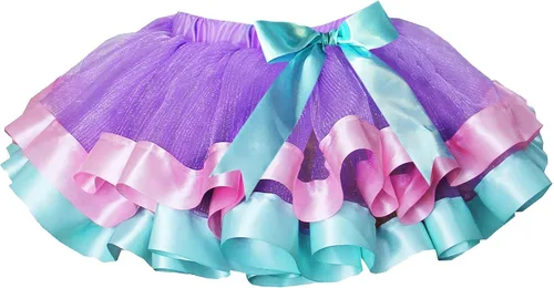 Vista 7 de Vestido de tutú de lavanda para niñas con camiseta de cumpleaños de sirena y diadema, 3-8 años