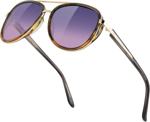 Vista 21 de BIRCEN Gafas de sol polarizadas para mujer con protección UV - Sombras retro espejadas con montura de acetato BC2001 A-Rosa