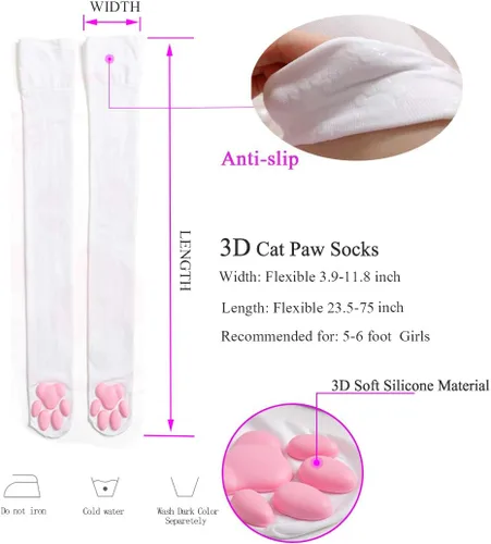 Vista 4 de Lindos guantes de pata de gato, Kawaii Cat Cosplay Kawaii Soft 3D Toes Frijoles sin dedos de gato garra pata pata Pad Sleeve