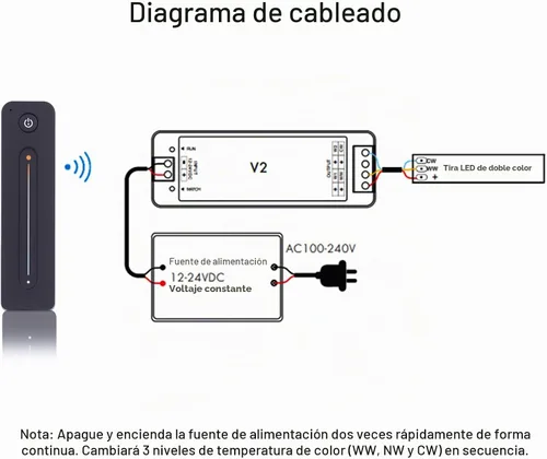 Vista 9 de JOYLIT Controlador de tira del CCT LED del RF con el control remoto 2CH 12