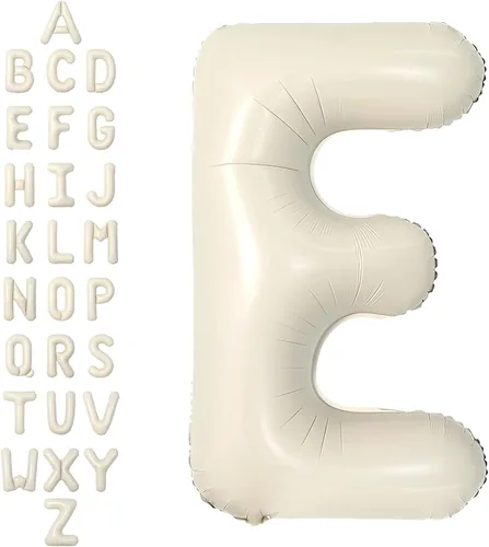 Vista 44 de SUWEN Globos de helio grandes de 102 cm (40 pulgadas) con letra S en color crema. Globos grandes de papel de aluminio con letra en helio, de A a Z.