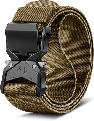Vista 8 de BULLIANT Cinturón táctico para hombre, cinturón elástico ajustable para hombres, senderismo, ejercicio, resistente, 1 3/8 pulgadas, liberación rápida