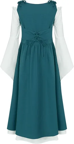 Vista 4 de TiaoBug Kids Girls Medieval Princess Dress Up Renaissance Faire Dress Child Costumes Vintage Victorian Dress