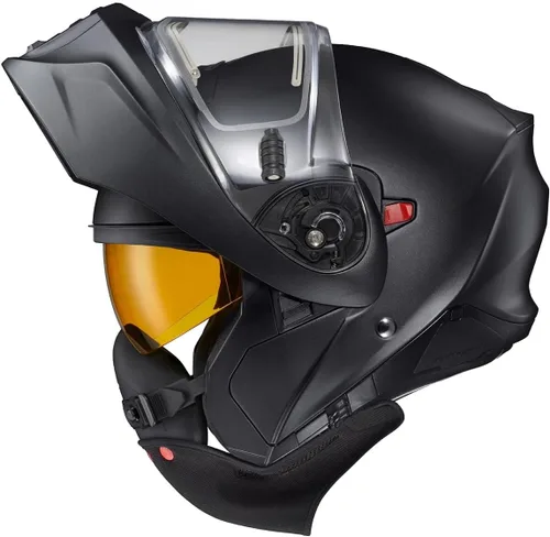 Vista 2 de ScorpionEXO GT930 - Casco modular de moto de nieve de aventura para clima frío con caja de respiración y bolsillos para altavoces listos