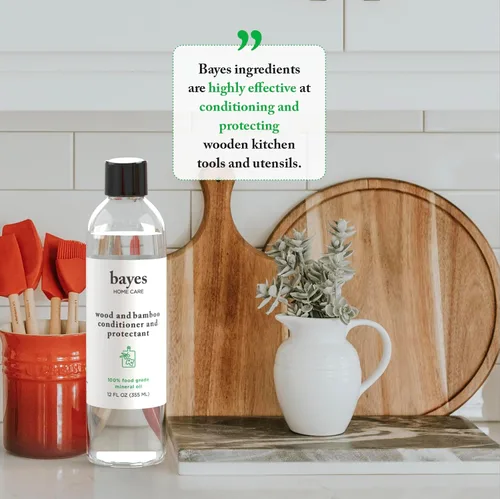 Vista 2 de Bayes Aceite mineral de grado alimenticio para tabla de cortar, aceite mineral de grado alimenticio para bambú, teca y acondicionador y protector