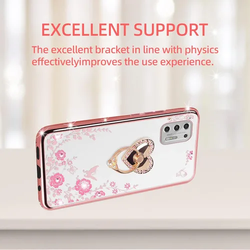 Vista 5 de Funda para Moto g Stylus 2021, Motorola g Stylus 4G 2021 para mujer, con purpurina, cristal, mariposa, corazón, floral, TPU de lujo, bonita funda