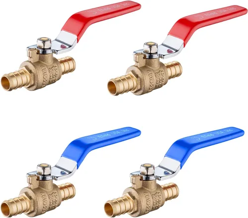 Vista 10 de Paquete de 2 válvulas de bola EFIELD Pex Brass de 1/2 pulgada con cierre de puerto completo, caliente y frío, (VALVE001) Válvula de cierre