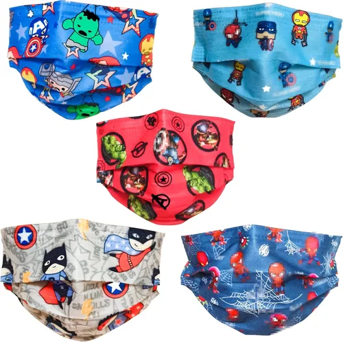 Vista 8 de Cubrebocas desechable para niños envueltos individualmente, 50 unidades, máscaras para niños, jóvenes, 3 capas Kawaii unisex para niños