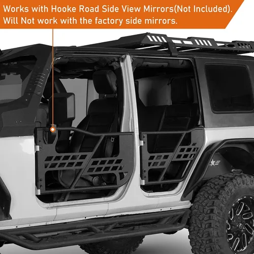 Vista 3 de Hooke Road para Jeep Wrangler JK - Puertas tubulares de medio camino para todo terreno, compatibles con Jeep Wrangler JK Unlimited de 4 puertas