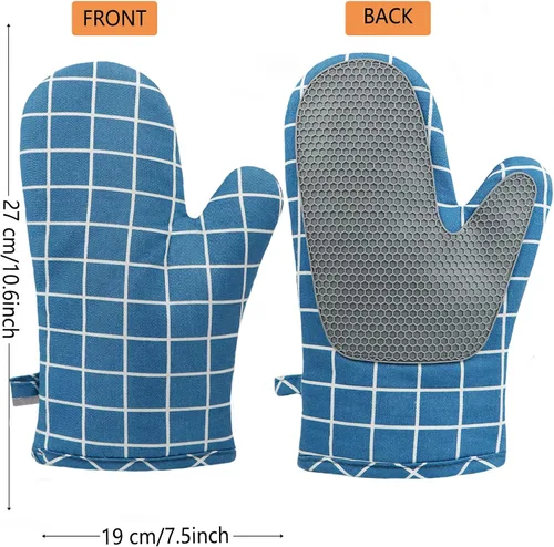 Vista 5 de Guantes de horno y agarraderas para barbacoa, guantes de horno y soportes para ollas con relleno reciclado, guantes de cocina antideslizantes