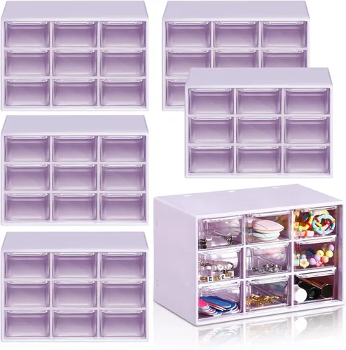 Vista 8 de Amyhill 6 Piezas Organizador Mini de Cajones Organizador Pequeño con 9 Cajones Caja de Almacenamiento de Manualidades de Plástico de Escritorio