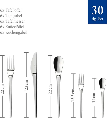 Vista 4 de Villeroy & Boch New Moon - Cubiertos de acero inoxidable (30 unidades)