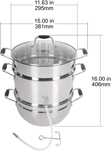 Vista 5 de Victorio VKP1150 – Juguera a vapor de acero inoxidable con tapa de vidrio templado
