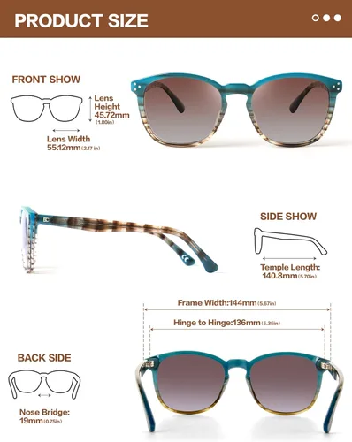 Vista 49 de Gafas de sol polarizadas para mujer con protección UV para mujer, a la moda, grandes sombras con marco de acetato BC2110