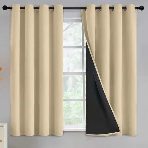 Vista 43 de Yakamok Cortinas negras, cortinas de ventana con aislamiento térmico y eficiencia energética para dormitorio, cortinas opacas completas y cortinas