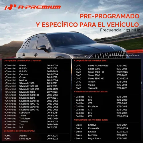 Vista 3 de A-Premium Sensor de Monitoreo de Presión de Neumáticos TPMS Preprogramado de 4 Piezas - Compatible con Chevy, GMC, Cadillac y Buick - Camaro, Cruze