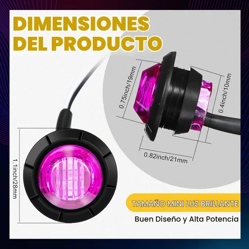 Vista 2 de 50 luces LED redondas de 3/4 para remolque, luces LED delanteras y traseras de 12 V, luces de remolque impermeables para camión, automóvil, autobús
