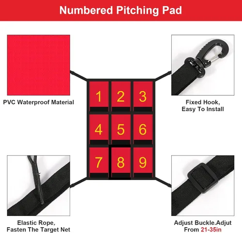 Vista 2 de Zona de ataque numerada transparente de 19 x 27 pulgadas, red de tiro impermeable ajustable y duradera con zona de ataque para red de béisbol