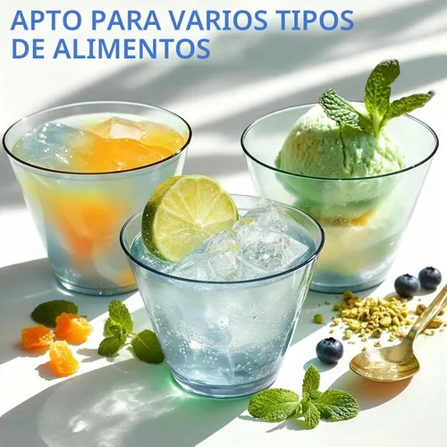 Vista 6 de Glowserve Paquete de 50 vasos de plástico transparente de 9 onzas, vasos de plástico azul transparente para cóctel, vasos desechables para fiestas