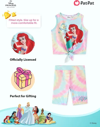 Vista 2 de Disney Stitch, Frozen, Minnie Mouse, Princesa, Winnie Tank Top+Shorts Dolphin para niñas, conjunto deportivo de entrenamiento de verano