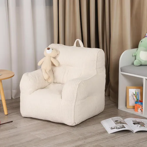 Vista 6 de MOMCAYWEX Silla Puf para Niños con un Oso de Peluche, Silla Cómoda para Niños Pequeños para Niños y Niñas, Beige