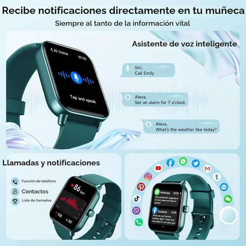 Vista 2 de Reloj inteligente para mujer, Android iPhone, Alexa integrado, reloj inteligente de 1.8 pulgadas con monitor de frecuencia cardíaca, SpO2/sueño