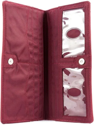 Vista 5 de Big Skinny Billetera ejecutiva de piel para mujer con pliegue doble, porta hasta 40 tarjetas Rojo