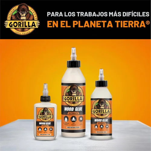 Vista 8 de Gorilla Ultimate - Pegamento para madera impermeable, color madera natural, 8 onzas (paquete de 1), resistente al agua para proyectos y reparaciones