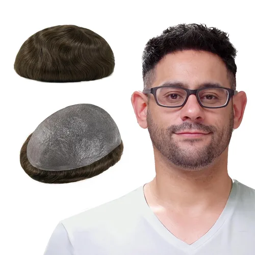 Vista 14 de Lordhair Toupee para hombres con cabello humano 100% europeo 8x10 pulgadas para hombres 0.001 in sistema de cabello de piel ultra fina para todos