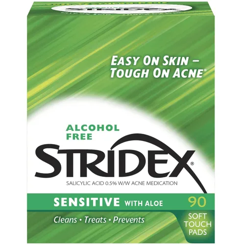Vista 6 de Stridex Almohadillas para el acné de cuidado diario con piel sensible al aloe, 55