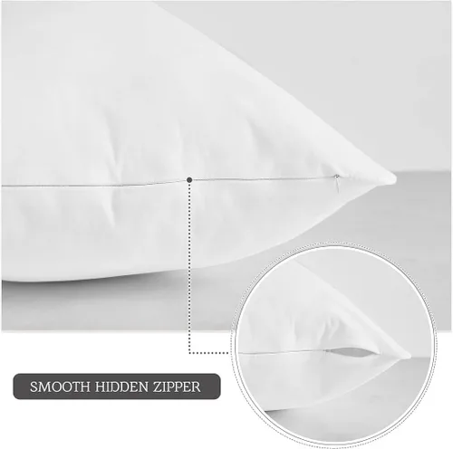 Vista 8 de MoonRest® Paquete de 4 – Relleno de almohada cuadrada alternativa de plumón sintético – Funda de algodón tejido para almohada, cojín de sofá – 8 x 8